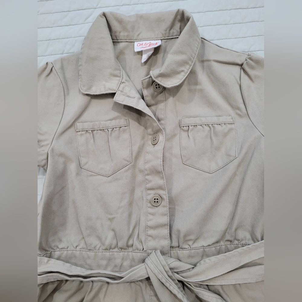 Girls' short sleeve safari khaki dress - Picture 4 of 6